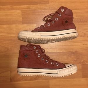 Burgundy Suede Hi Top Converse Sneakers Women’s Size 5.5